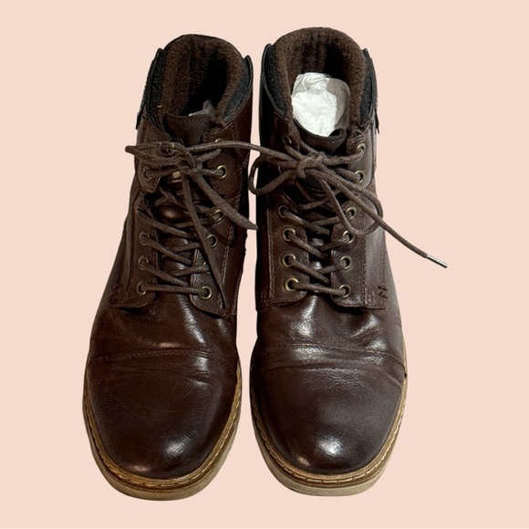 Hillman Other - Hillman 453269 Men’s Faux Leather Chalet Cap Toe Lace Up Boots Dark Brown Size 9